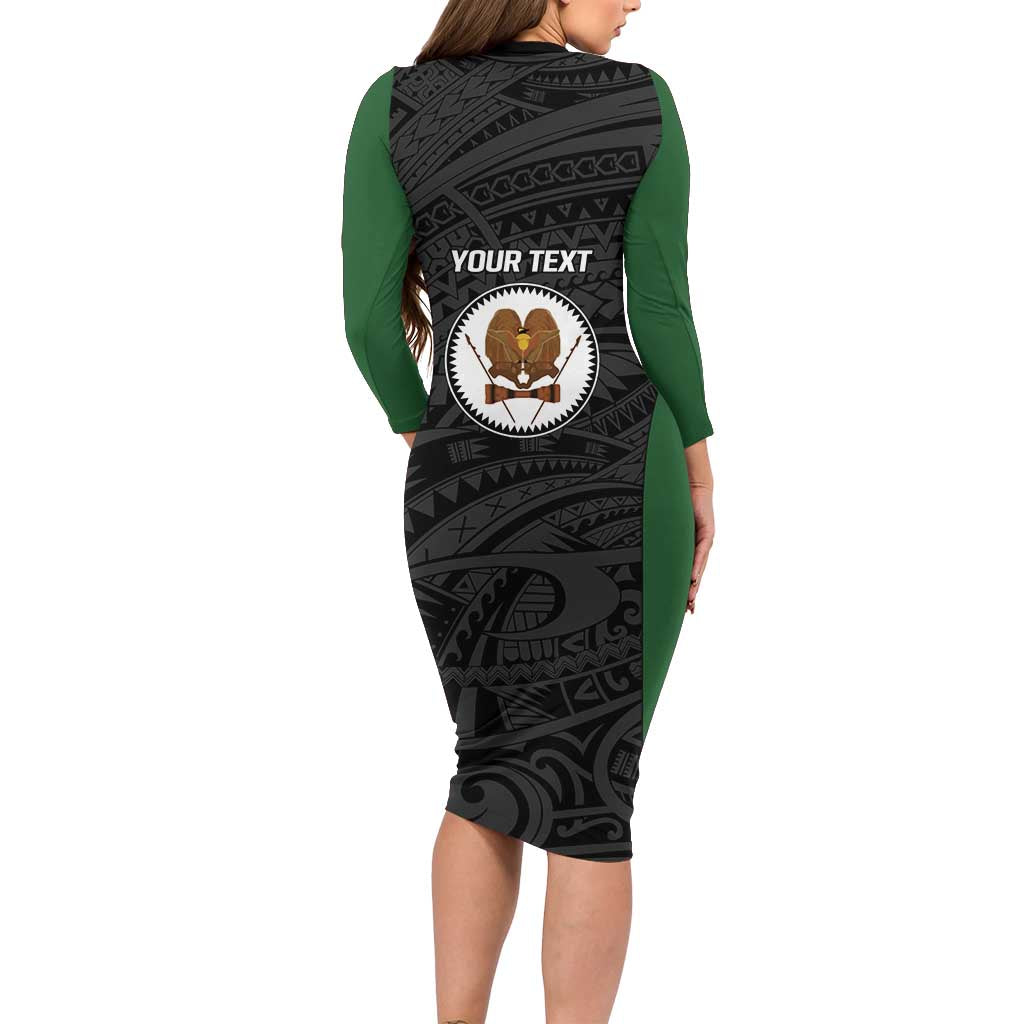 Personalised PNG Western Highlands Province Family Matching Long Sleeve Bodycon Dress and Hawaiian Shirt Bird of Paradise Tattoo Flag Motif LT9 - Polynesian Pride