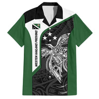 Personalised PNG Western Highlands Province Family Matching Off Shoulder Maxi Dress and Hawaiian Shirt Bird of Paradise Tattoo Flag Motif LT9 Dad's Shirt - Short Sleeve Green - Polynesian Pride