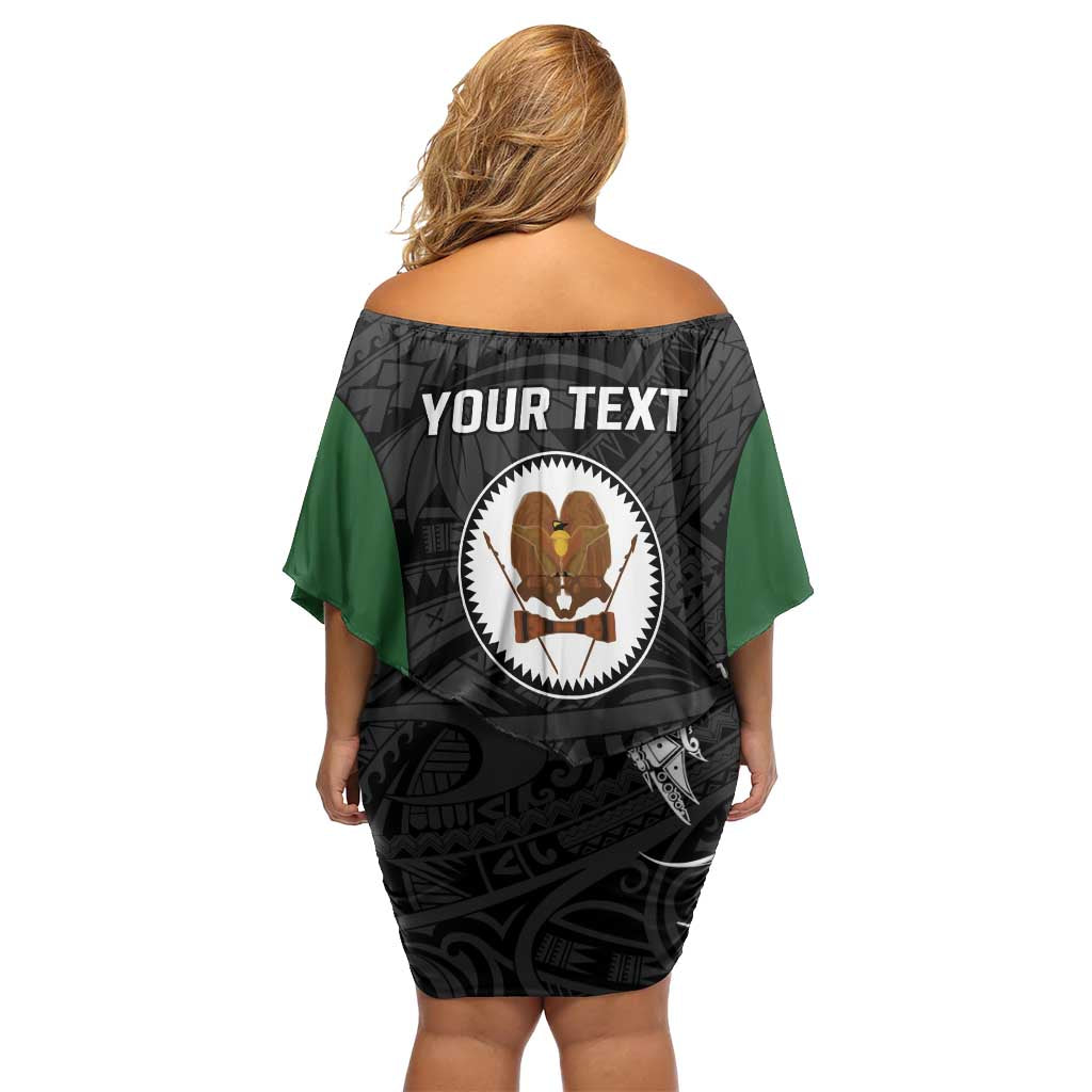 Personalised PNG Western Highlands Province Family Matching Off Shoulder Short Dress and Hawaiian Shirt Bird of Paradise Tattoo Flag Motif LT9 - Polynesian Pride