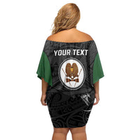Personalised PNG Western Highlands Province Family Matching Off Shoulder Short Dress and Hawaiian Shirt Bird of Paradise Tattoo Flag Motif LT9 - Polynesian Pride