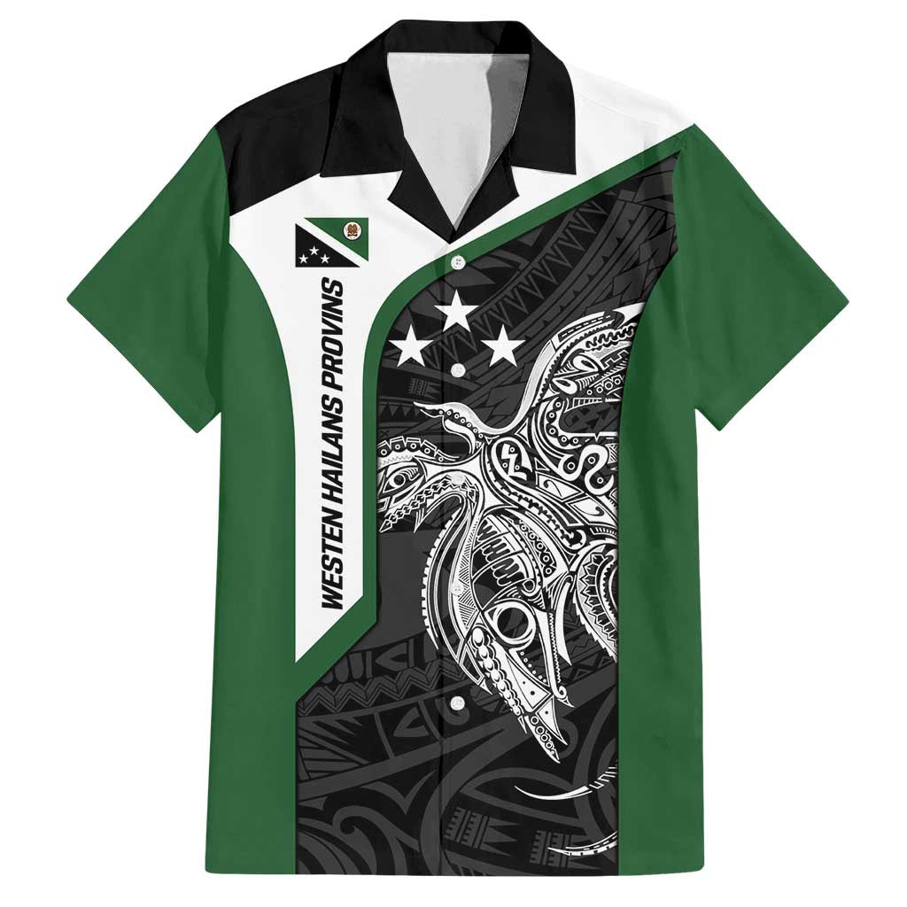 Personalised PNG Western Highlands Province Family Matching Summer Maxi Dress and Hawaiian Shirt Bird of Paradise Tattoo Flag Motif LT9 Dad's Shirt - Short Sleeve Green - Polynesian Pride