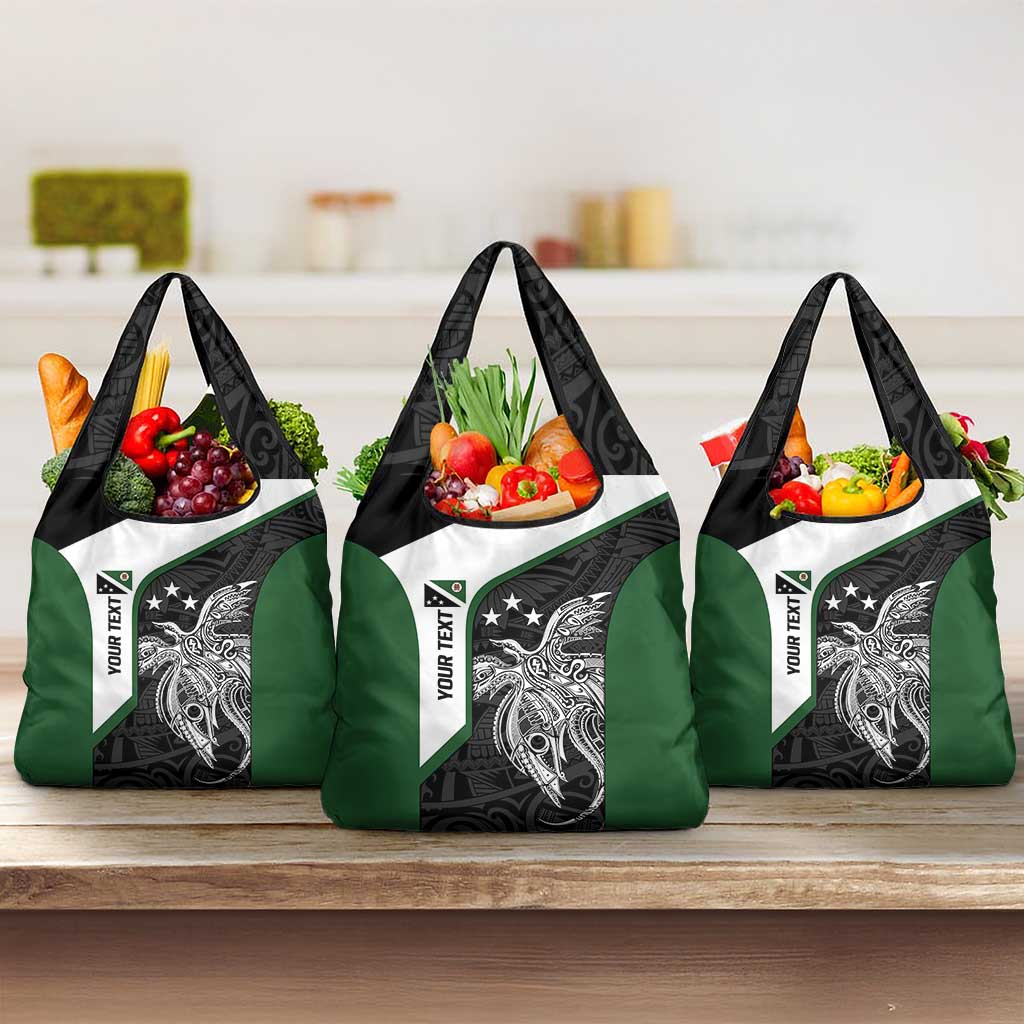 Personalised PNG Western Highlands Province Grocery Bag Bird of Paradise Tattoo Flag Motif LT9 3-pack One Size Green - Polynesian Pride