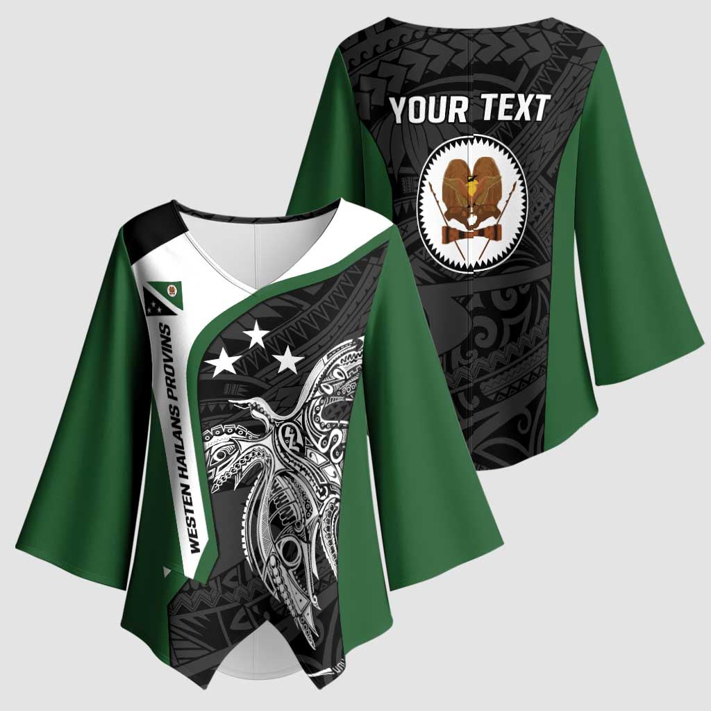 Personalised PNG Western Highlands Province Kimono Sleeve Blouse Bird of Paradise Tattoo Flag Motif LT9 - Polynesian Pride