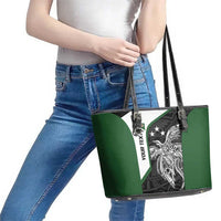 Personalised PNG Western Highlands Province Leather Tote Bag Bird of Paradise Tattoo Flag Motif LT9 - Polynesian Pride