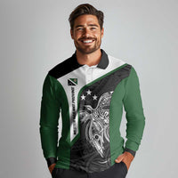 Personalised PNG Western Highlands Province Long Sleeve Polo Shirt Bird of Paradise Tattoo Flag Motif LT9 - Polynesian Pride