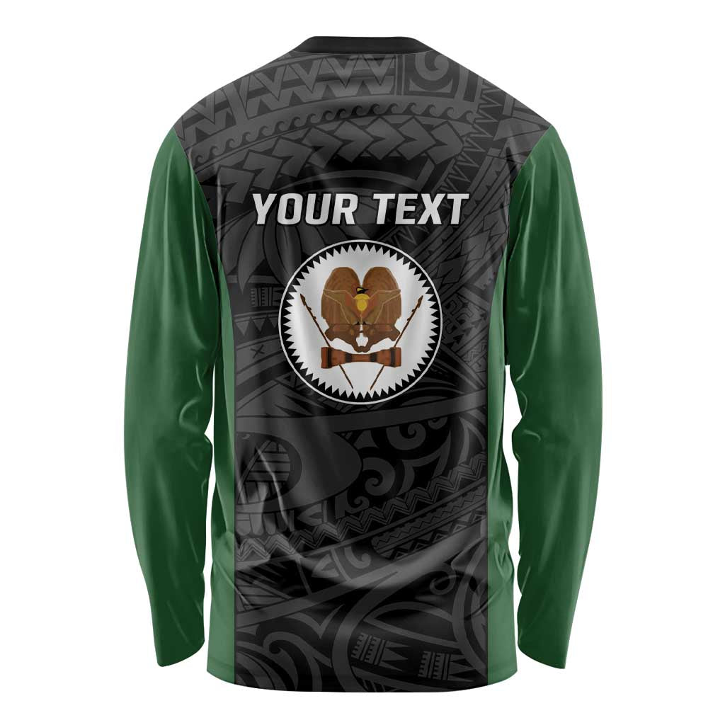Personalised PNG Western Highlands Province Long Sleeve Shirt Bird of Paradise Tattoo Flag Motif LT9 - Polynesian Pride