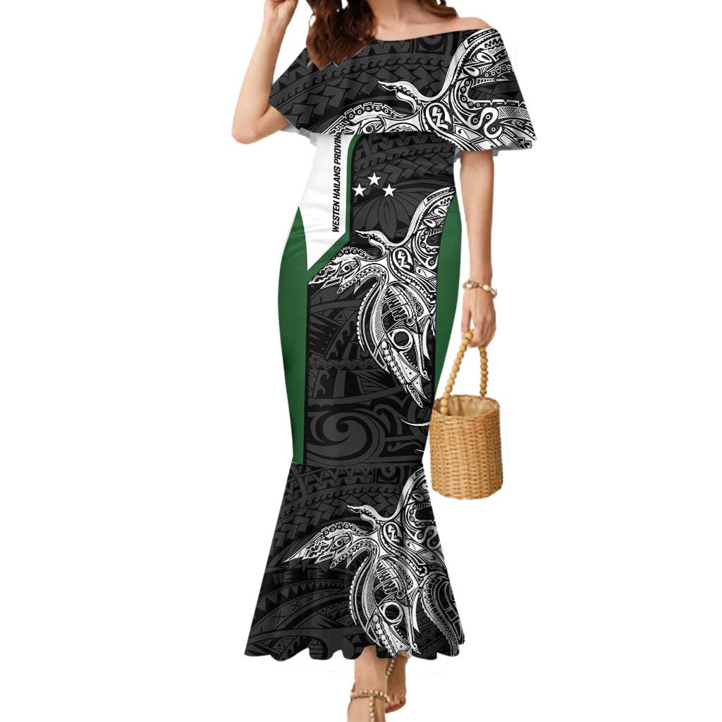 Personalised PNG Western Highlands Province Mermaid Dress Bird of Paradise Tattoo Flag Motif LT9 Women Green - Polynesian Pride