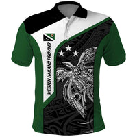 Personalised PNG Western Highlands Province Polo Shirt Bird of Paradise Tattoo Flag Motif LT9 Green - Polynesian Pride