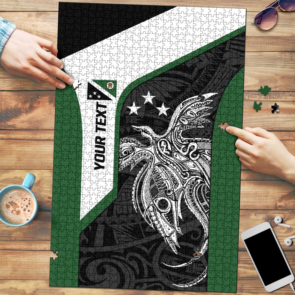Personalised PNG Western Highlands Province Puzzle Bird of Paradise Tattoo Flag Motif LT9 Green - Polynesian Pride