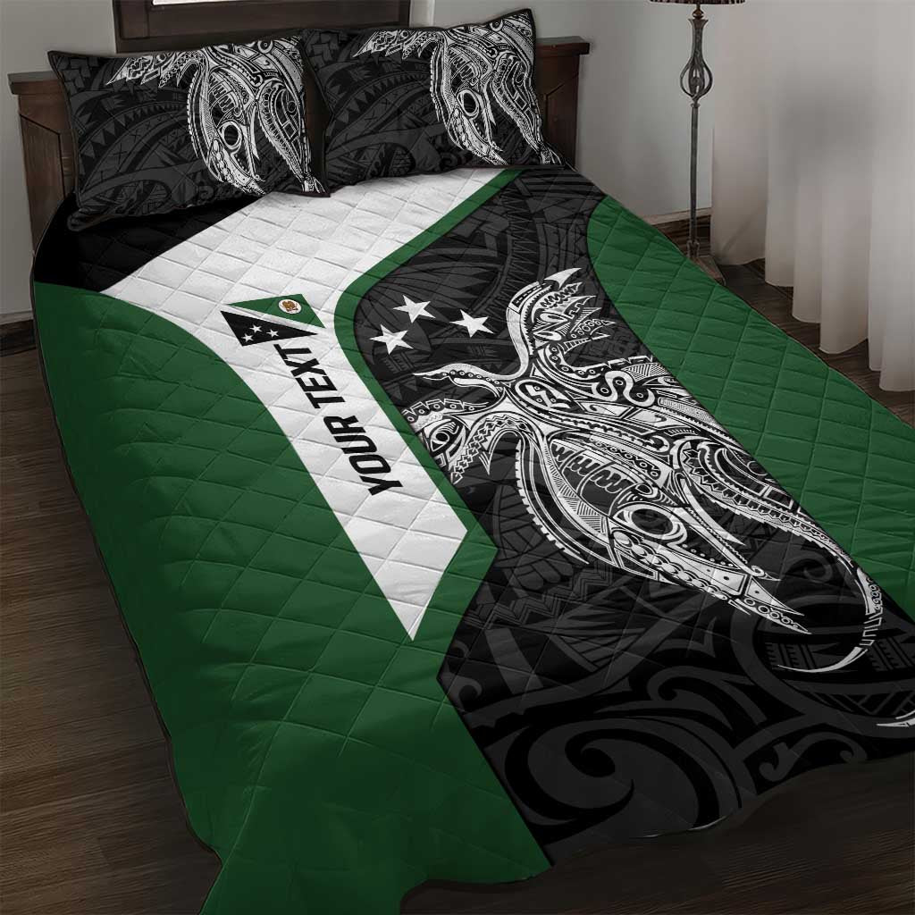Personalised PNG Western Highlands Province Quilt Bed Set Bird of Paradise Tattoo Flag Motif LT9 Green - Polynesian Pride