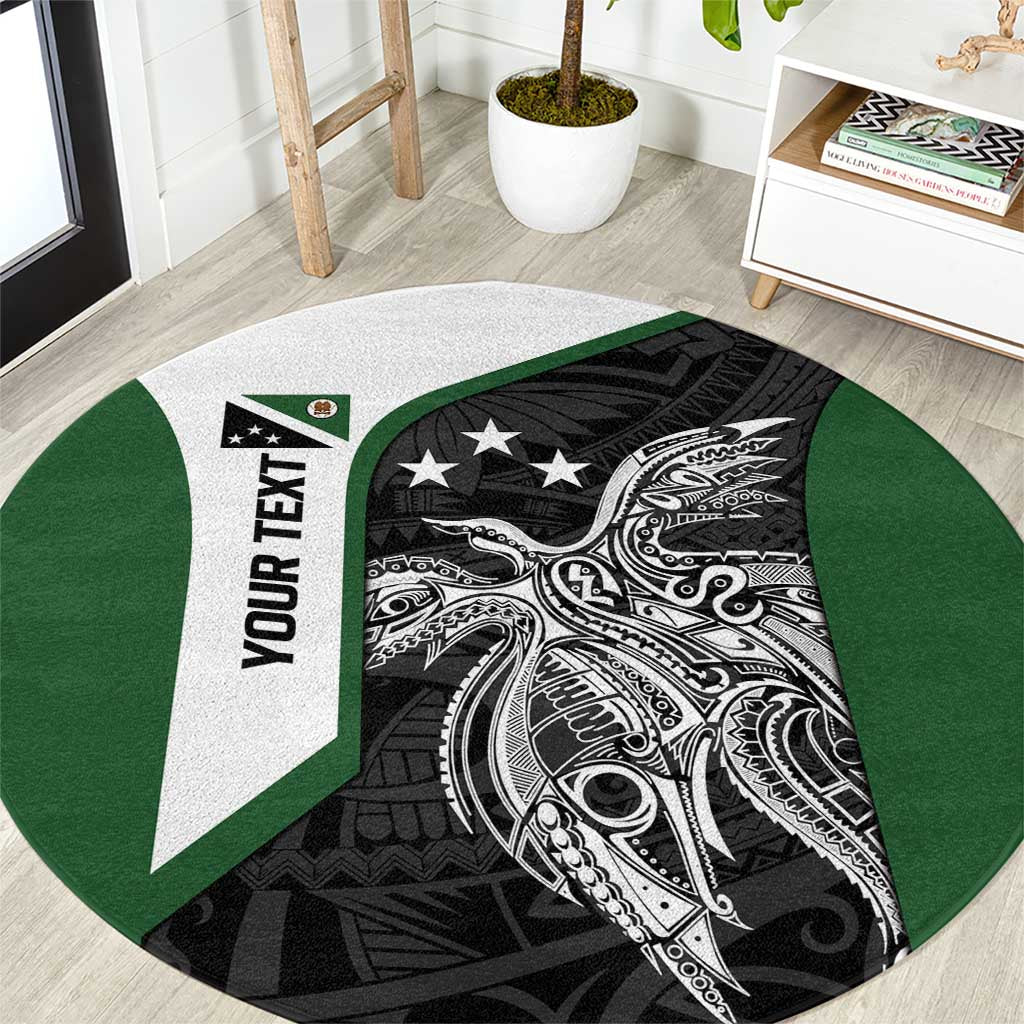 Personalised PNG Western Highlands Province Round Carpet Bird of Paradise Tattoo Flag Motif LT9 Green - Polynesian Pride