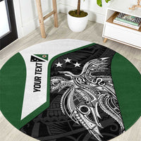 Personalised PNG Western Highlands Province Round Carpet Bird of Paradise Tattoo Flag Motif LT9 Green - Polynesian Pride