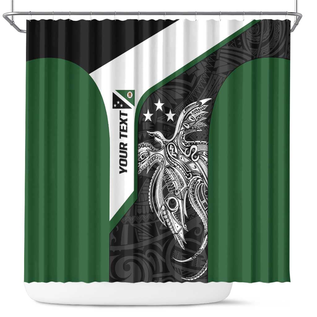 Personalised PNG Western Highlands Province Shower Curtain Bird of Paradise Tattoo Flag Motif LT9 Green - Polynesian Pride