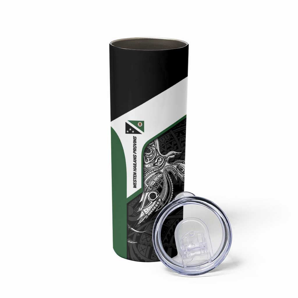 Personalised PNG Western Highlands Province Skinny Tumbler Bird of Paradise Tattoo Flag Motif LT9 - Polynesian Pride