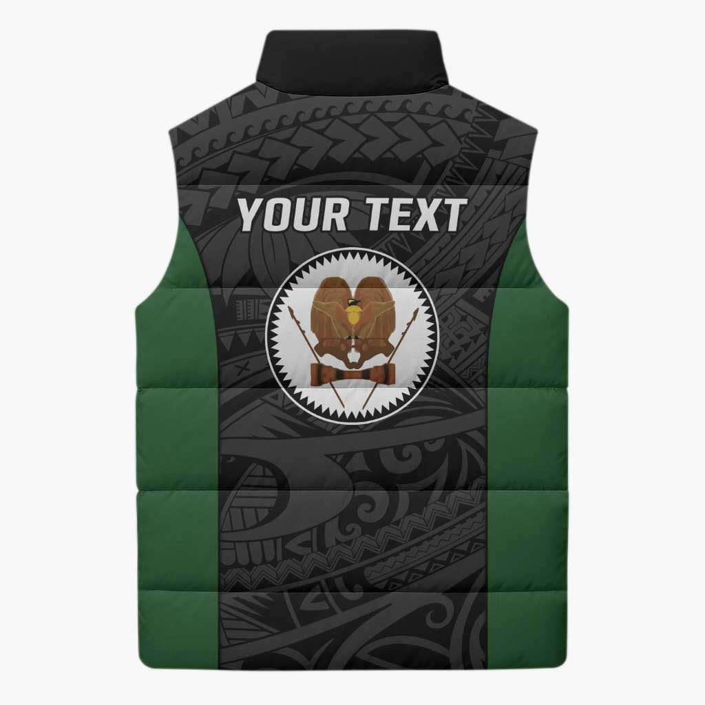 Personalised PNG Western Highlands Province Sleeveless Puffer Jacket Bird of Paradise Tattoo Flag Motif LT9 - Polynesian Pride