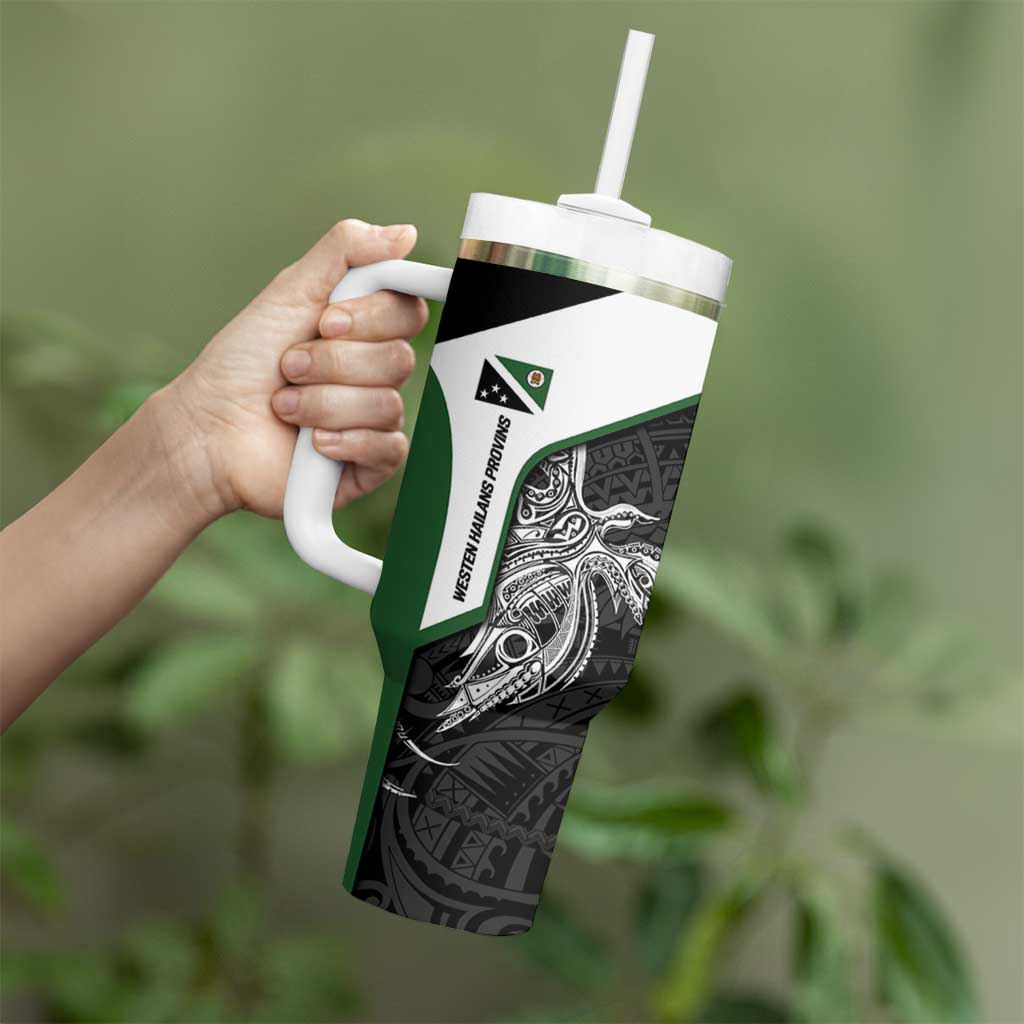 Personalised PNG Western Highlands Province Tumbler With Handle Bird of Paradise Tattoo Flag Motif LT9 - Polynesian Pride