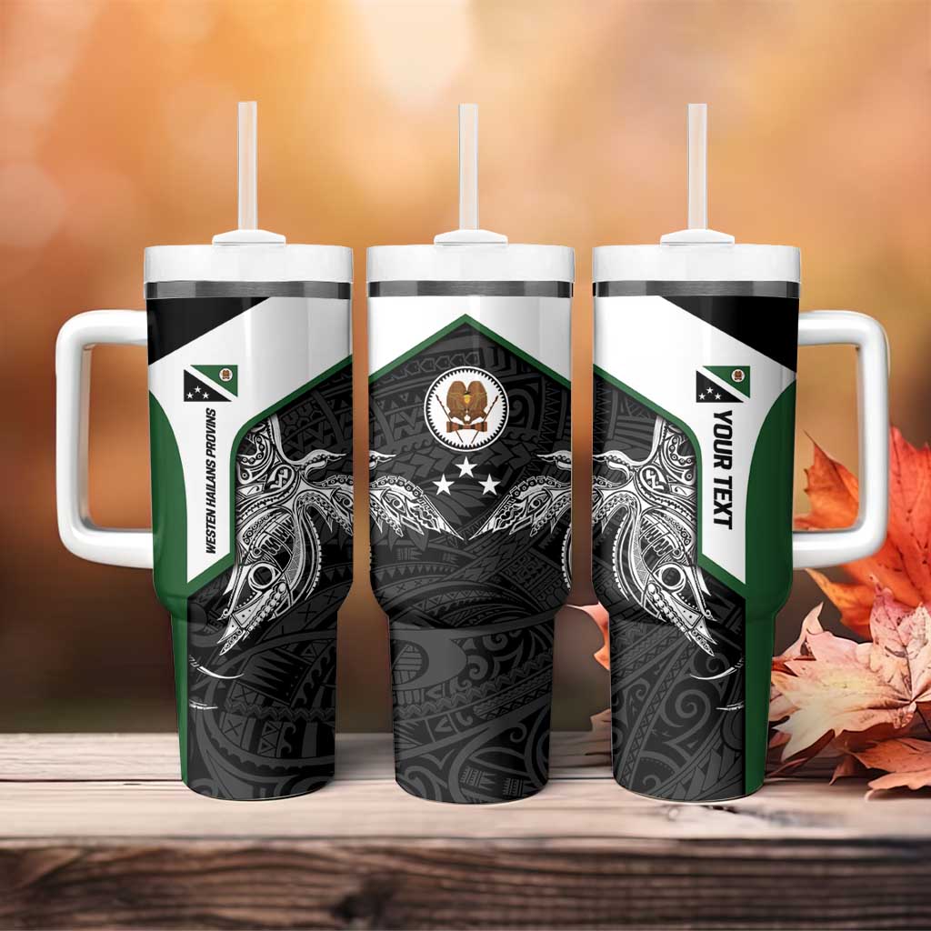 Personalised PNG Western Highlands Province Tumbler With Handle Bird of Paradise Tattoo Flag Motif LT9 - Polynesian Pride