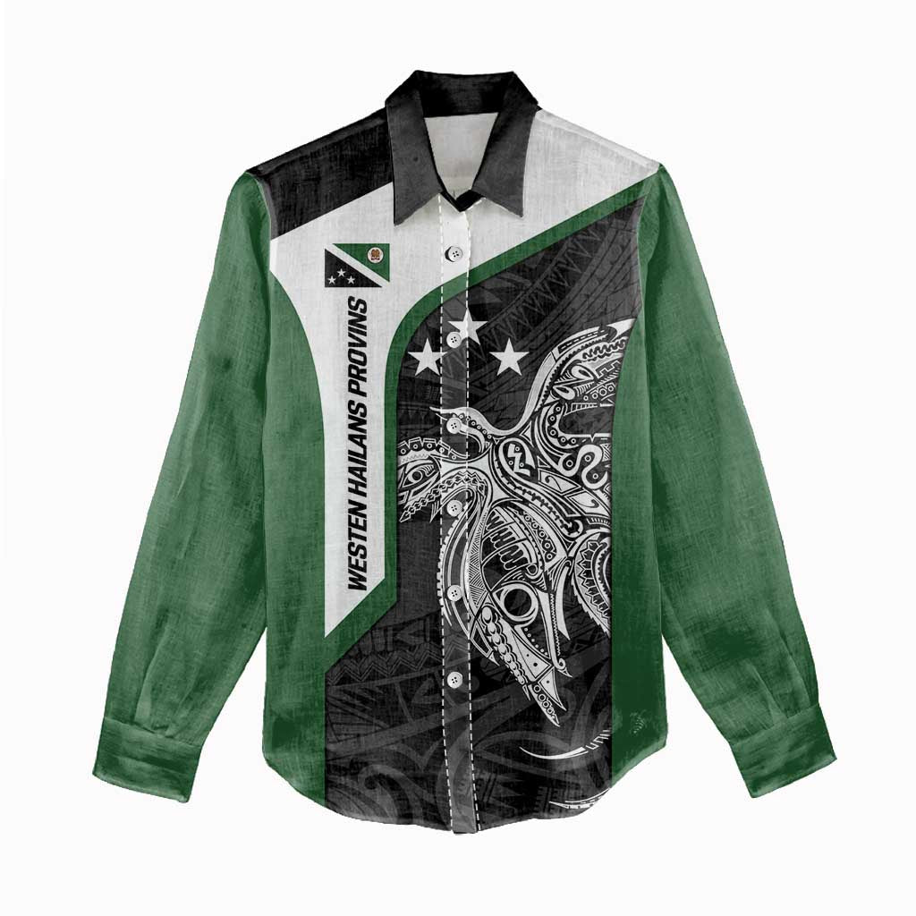 Personalised PNG Western Highlands Province Women Casual Shirt Bird of Paradise Tattoo Flag Motif LT9 - Polynesian Pride