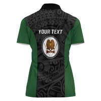 Personalised PNG Western Highlands Province Women Polo Shirt Bird of Paradise Tattoo Flag Motif LT9 - Polynesian Pride