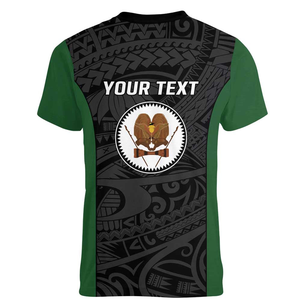 Personalised PNG Western Highlands Province Women V-Neck T-Shirt Bird of Paradise Tattoo Flag Motif LT9 - Polynesian Pride