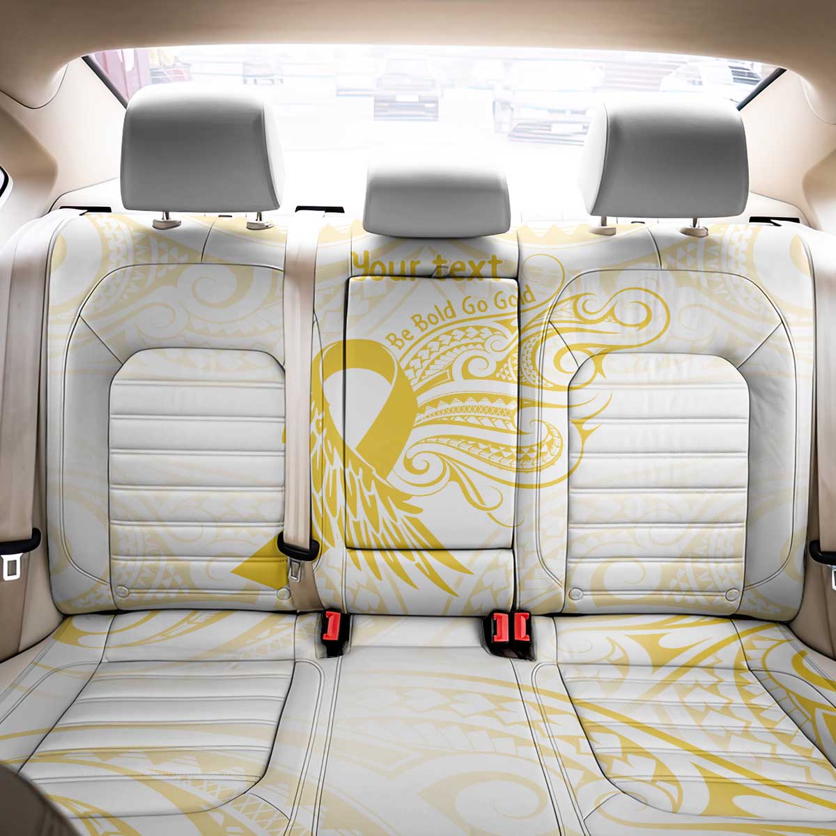 Be Bold Go Gold Polyneisan Ribbon Childhood Personalised Back Car Seat Cover LT9 - Polynesian Pride