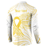 Be Bold Go Gold Polyneisan Ribbon Childhood Personalised Button Sweatshirt