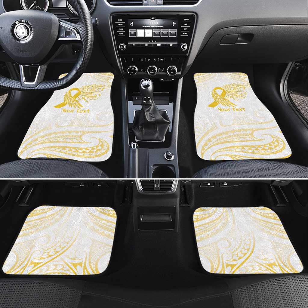 Be Bold Go Gold Polyneisan Ribbon Childhood Personalised Car Mats LT9 Set 4pcs Gold - Polynesian Pride