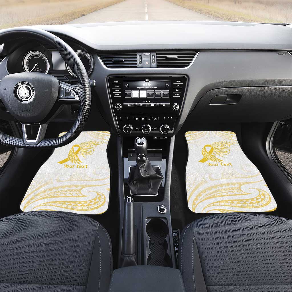 Be Bold Go Gold Polyneisan Ribbon Childhood Personalised Car Mats LT9 Set 2pcs - Front Gold - Polynesian Pride
