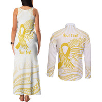 Be Bold Go Gold Polyneisan Ribbon Childhood Personalised Couples Matching Tank Maxi Dress and Long Sleeve Button Shirt LT9 - Polynesian Pride