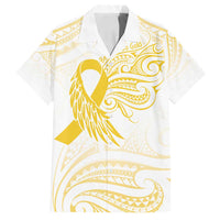 Be Bold Go Gold Polyneisan Ribbon Childhood Personalised Family Matching Long Sleeve Bodycon Dress and Hawaiian Shirt LT9 Dad's Shirt - Short Sleeve Gold - Polynesian Pride