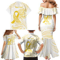 Be Bold Go Gold Polyneisan Ribbon Childhood Personalised Family Matching Mermaid Dress and Hawaiian Shirt LT9 - Polynesian Pride