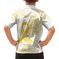 Be Bold Go Gold Polyneisan Ribbon Childhood Personalised Family Matching Off Shoulder Maxi Dress and Hawaiian Shirt LT9 - Polynesian Pride