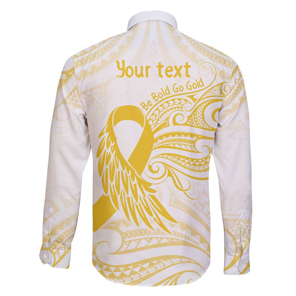 Be Bold Go Gold Polyneisan Ribbon Childhood Personalised Family Matching Off Shoulder Maxi Dress and Hawaiian Shirt LT9 - Polynesian Pride