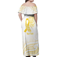 Be Bold Go Gold Polyneisan Ribbon Childhood Personalised Family Matching Off Shoulder Maxi Dress and Hawaiian Shirt LT9 - Polynesian Pride