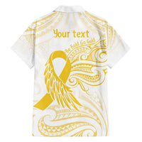 Be Bold Go Gold Polyneisan Ribbon Childhood Personalised Family Matching Off Shoulder Short Dress and Hawaiian Shirt LT9 - Polynesian Pride