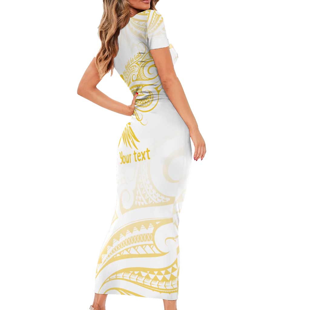 Be Bold Go Gold Polyneisan Ribbon Childhood Personalised Family Matching Short Sleeve Bodycon Dress and Hawaiian Shirt LT9 - Polynesian Pride
