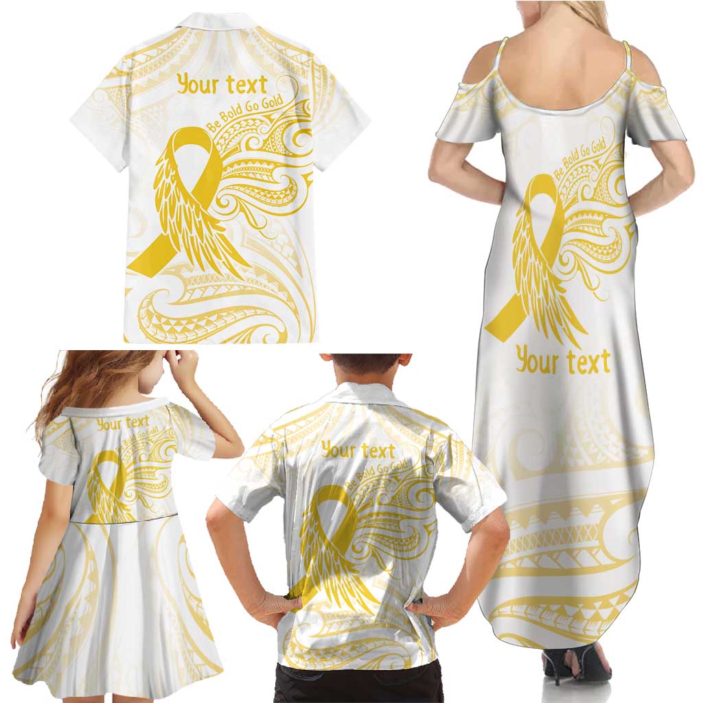 Be Bold Go Gold Polyneisan Ribbon Childhood Personalised Family Matching Summer Maxi Dress and Hawaiian Shirt LT9 - Polynesian Pride