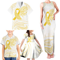 Be Bold Go Gold Polyneisan Ribbon Childhood Personalised Family Matching Tank Maxi Dress and Hawaiian Shirt LT9 - Polynesian Pride