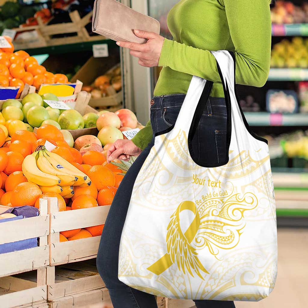 Be Bold Go Gold Polyneisan Ribbon Childhood Personalised Grocery Bag