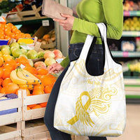 Be Bold Go Gold Polyneisan Ribbon Childhood Personalised Grocery Bag