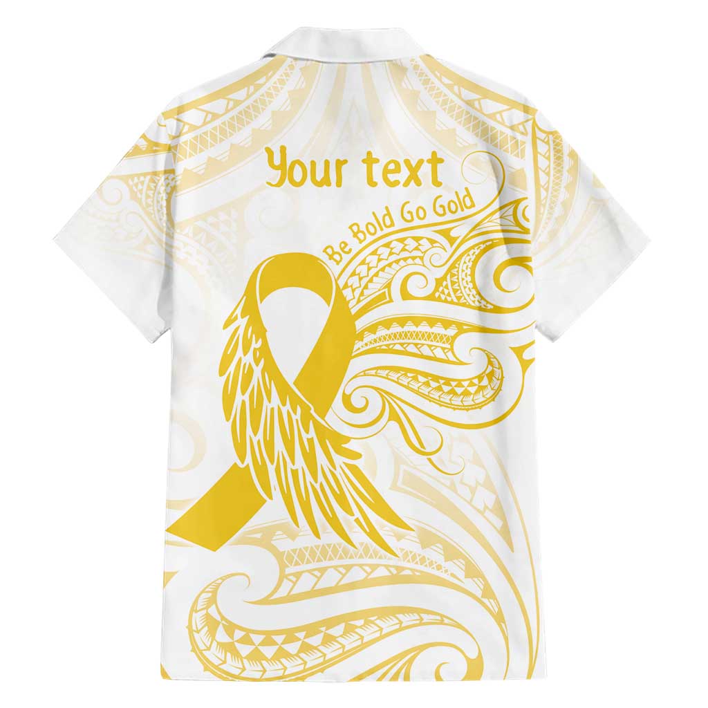 Be Bold Go Gold Polyneisan Ribbon Childhood Personalised Hawaiian Shirt