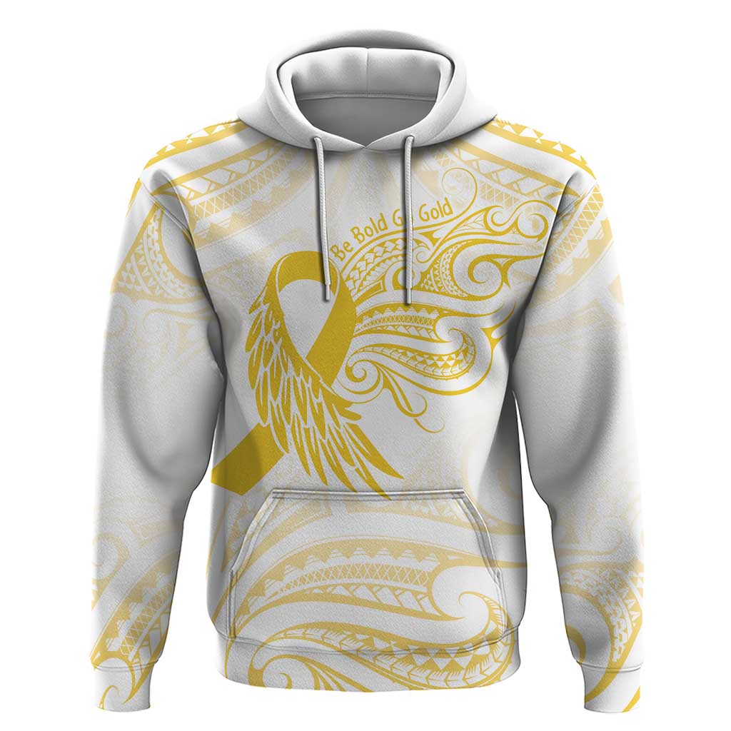Be Bold Go Gold Polyneisan Ribbon Childhood Personalised Hoodie LT9 Pullover Hoodie Gold - Polynesian Pride
