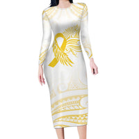 Be Bold Go Gold Polyneisan Ribbon Childhood Personalised Long Sleeve Bodycon Dress