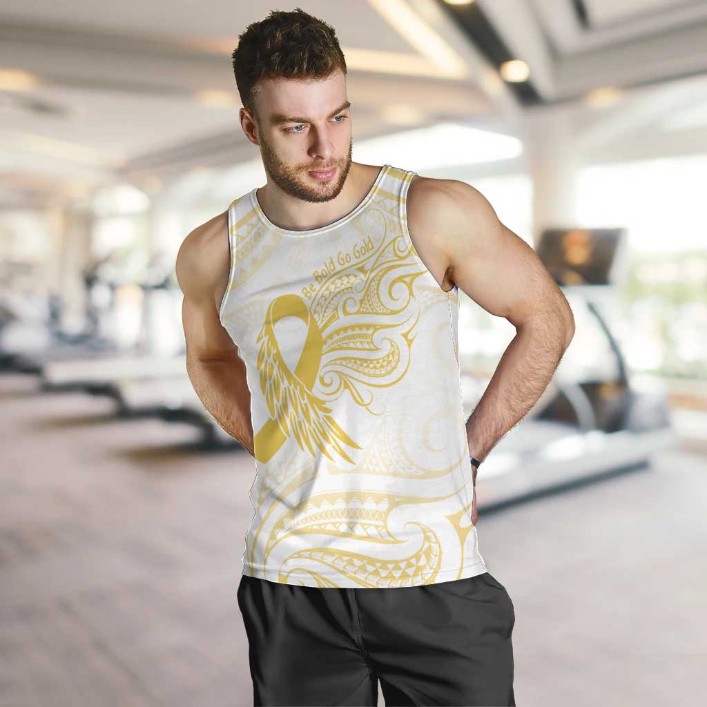 Be Bold Go Gold Polyneisan Ribbon Childhood Personalised Men Tank Top LT9 Gold - Polynesian Pride