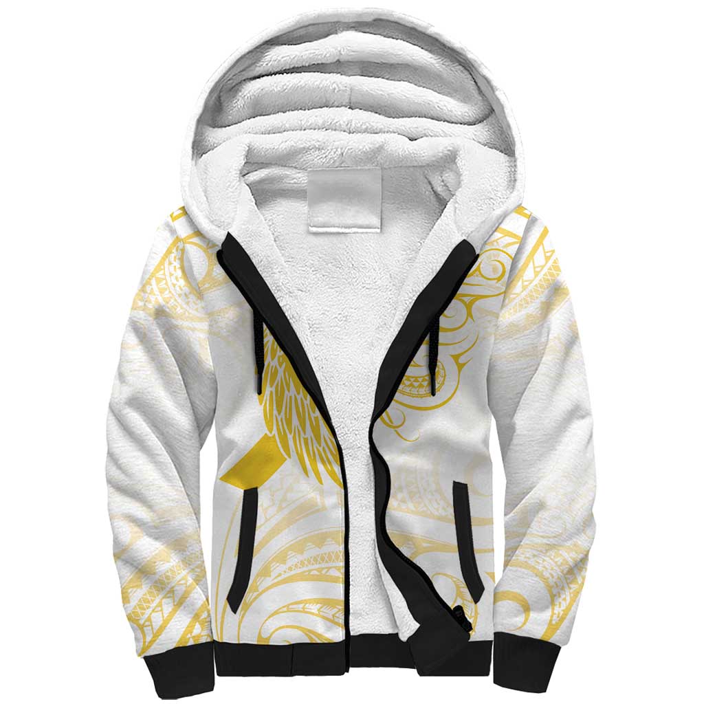 Be Bold Go Gold Polyneisan Ribbon Childhood Personalised Sherpa Hoodie LT9 Unisex Gold - Polynesian Pride