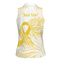 Be Bold Go Gold Polyneisan Ribbon Childhood Personalised Women Sleeveless Polo Shirt LT9 - Polynesian Pride