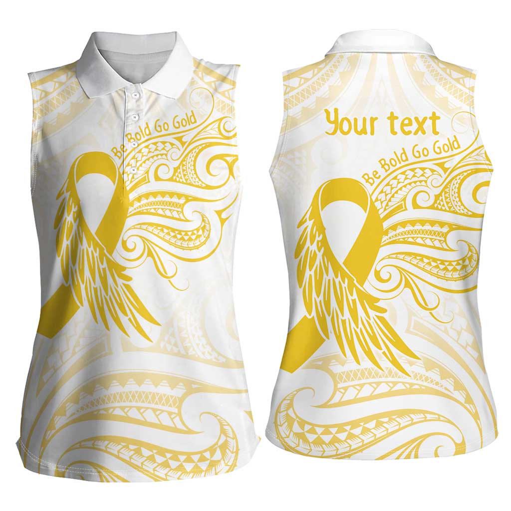 Be Bold Go Gold Polyneisan Ribbon Childhood Personalised Women Sleeveless Polo Shirt LT9 - Polynesian Pride