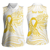 Be Bold Go Gold Polyneisan Ribbon Childhood Personalised Women Sleeveless Polo Shirt LT9 - Polynesian Pride