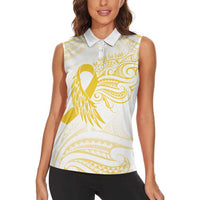 Be Bold Go Gold Polyneisan Ribbon Childhood Personalised Women Sleeveless Polo Shirt LT9 - Polynesian Pride