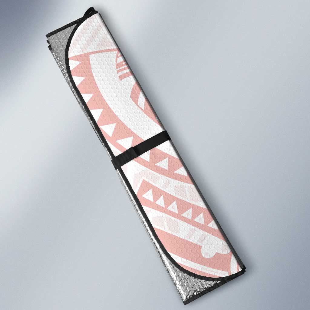 White Sunday Lotu Tamaiti Auto Sun Shade Polynesian Wave Pastel Blush - Polynesian Pride
